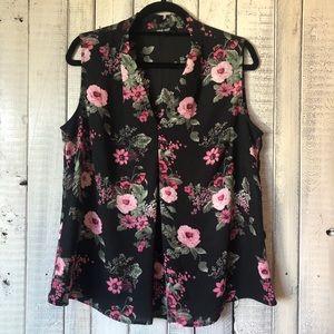 Nine West Sleeveless Floral Professional Blouse
